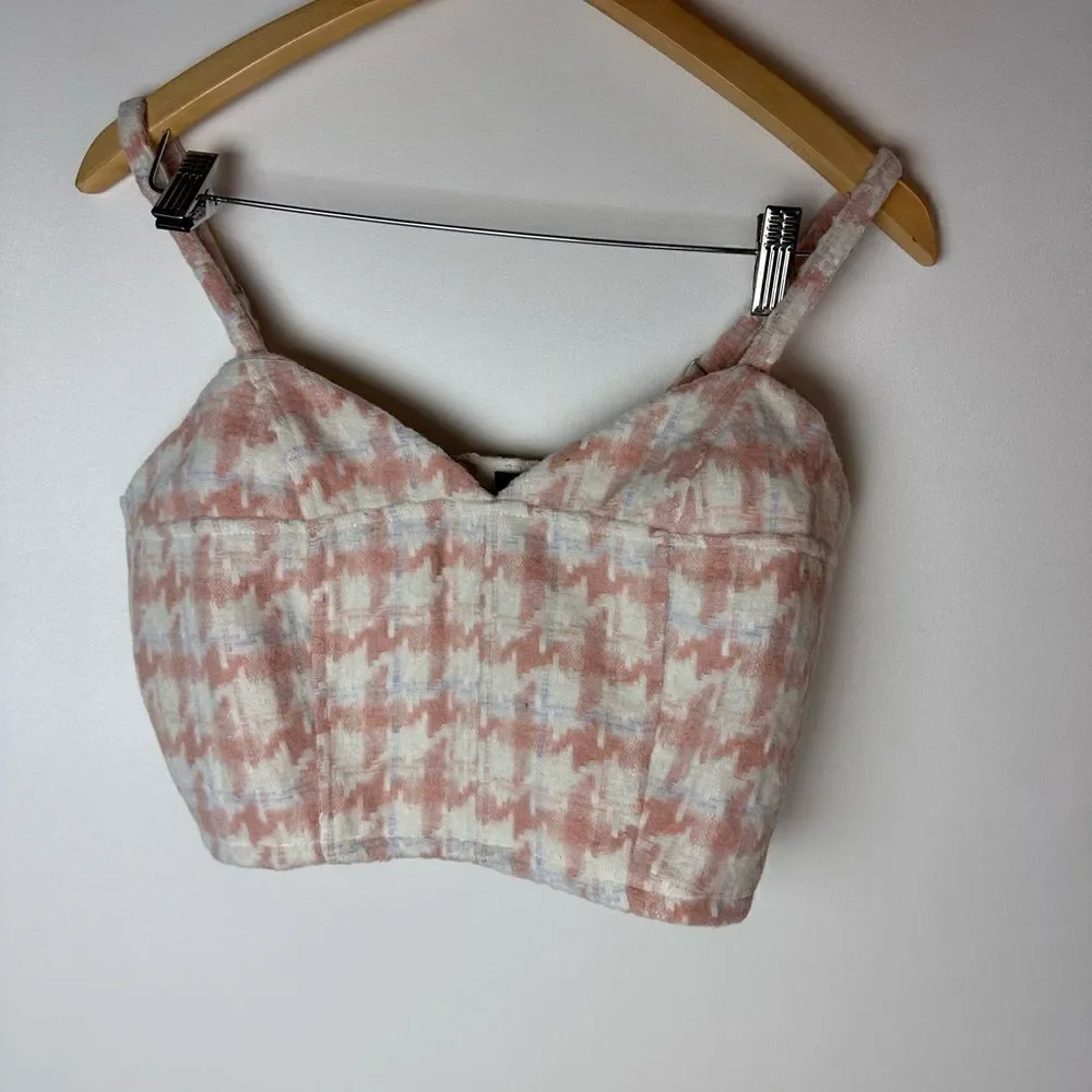 Pink houndstooth skirt set